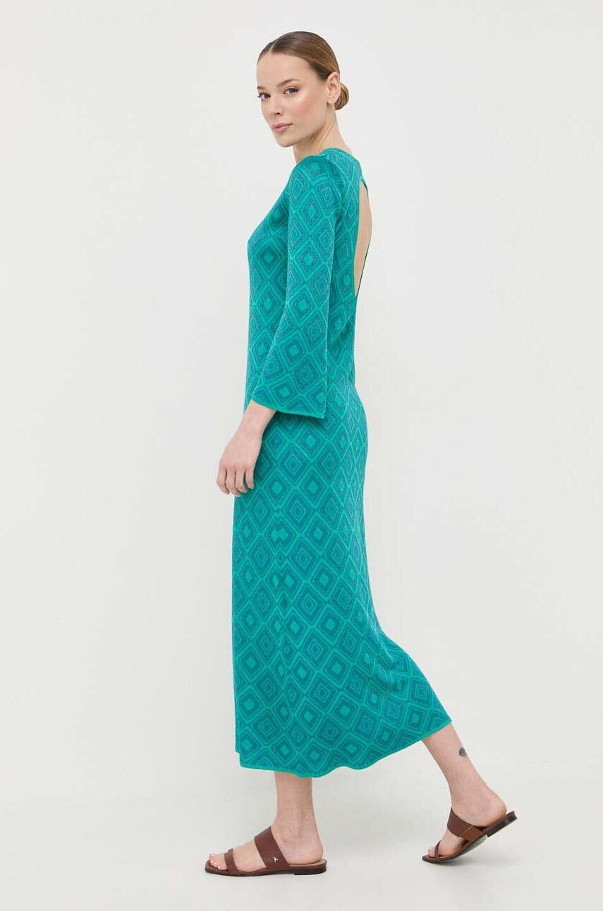 Luisa Spagnoli rochie Copenaghen culoarea turcoaz, midi, drept