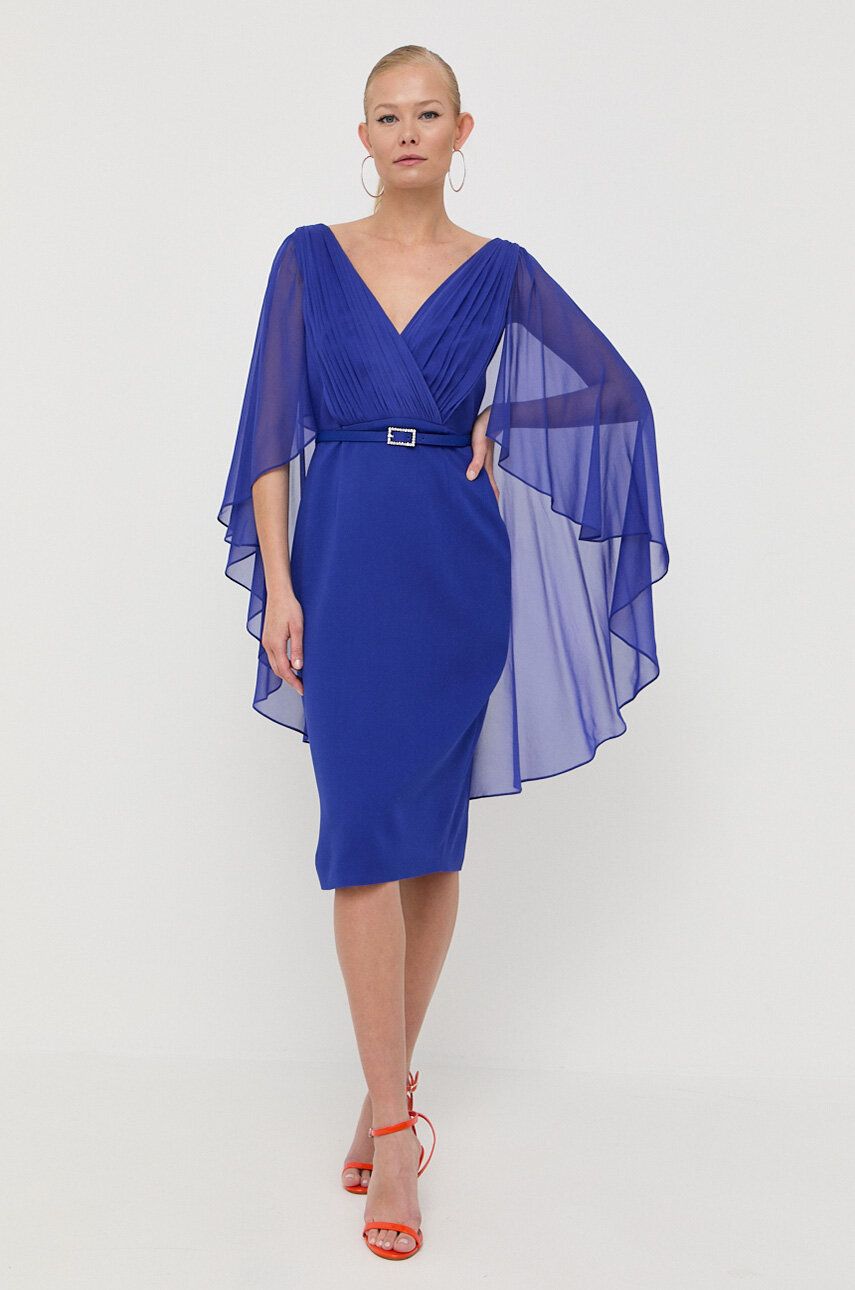 Hedvábné šaty Luisa Spagnoli mini - modrá -  Podšívka: 97 % Polyester