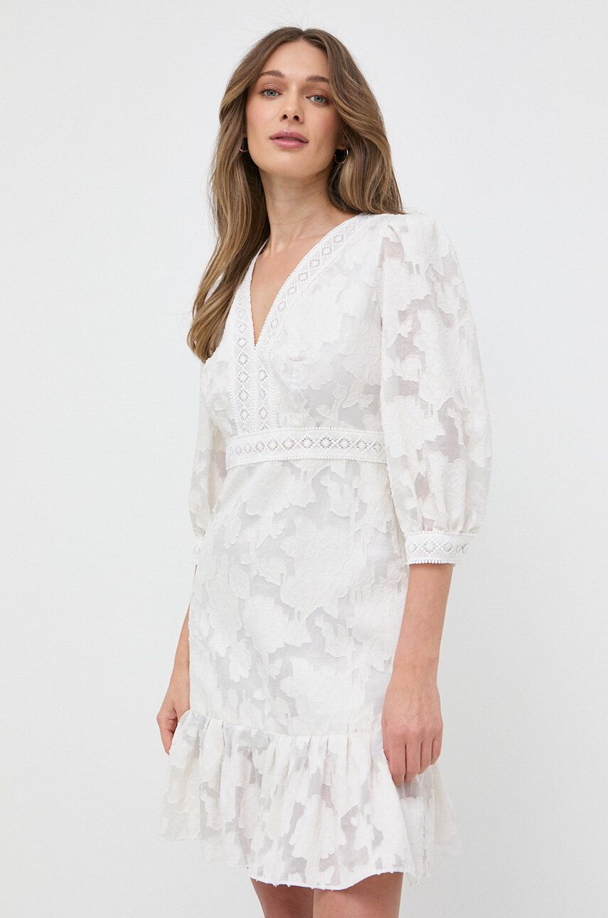 Luisa Spagnoli rochie culoarea alb, mini, evazati