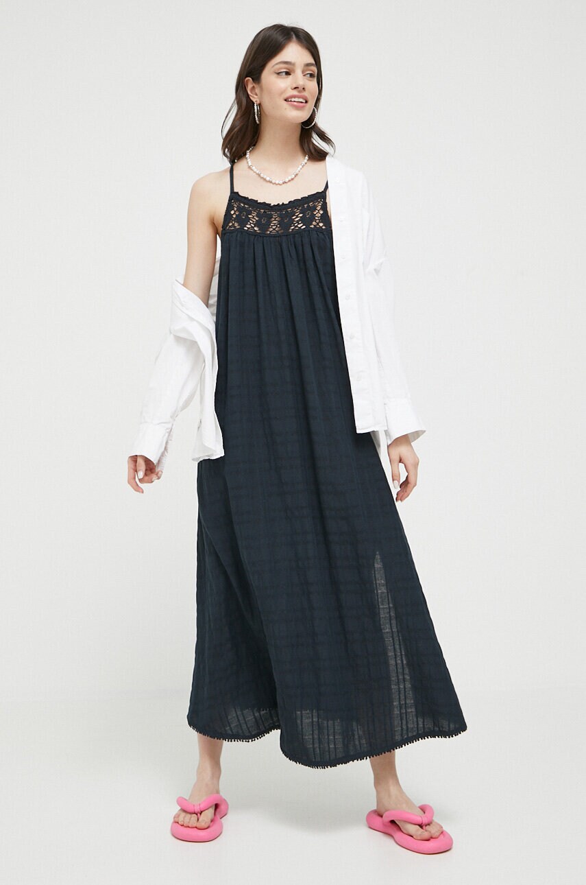 Сукня з домішкою льону Superdry колір чорний maxi пряма