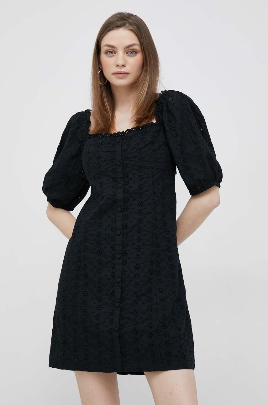 Gap Rochie Din Bumbac Culoarea Negru, Mini, Drept