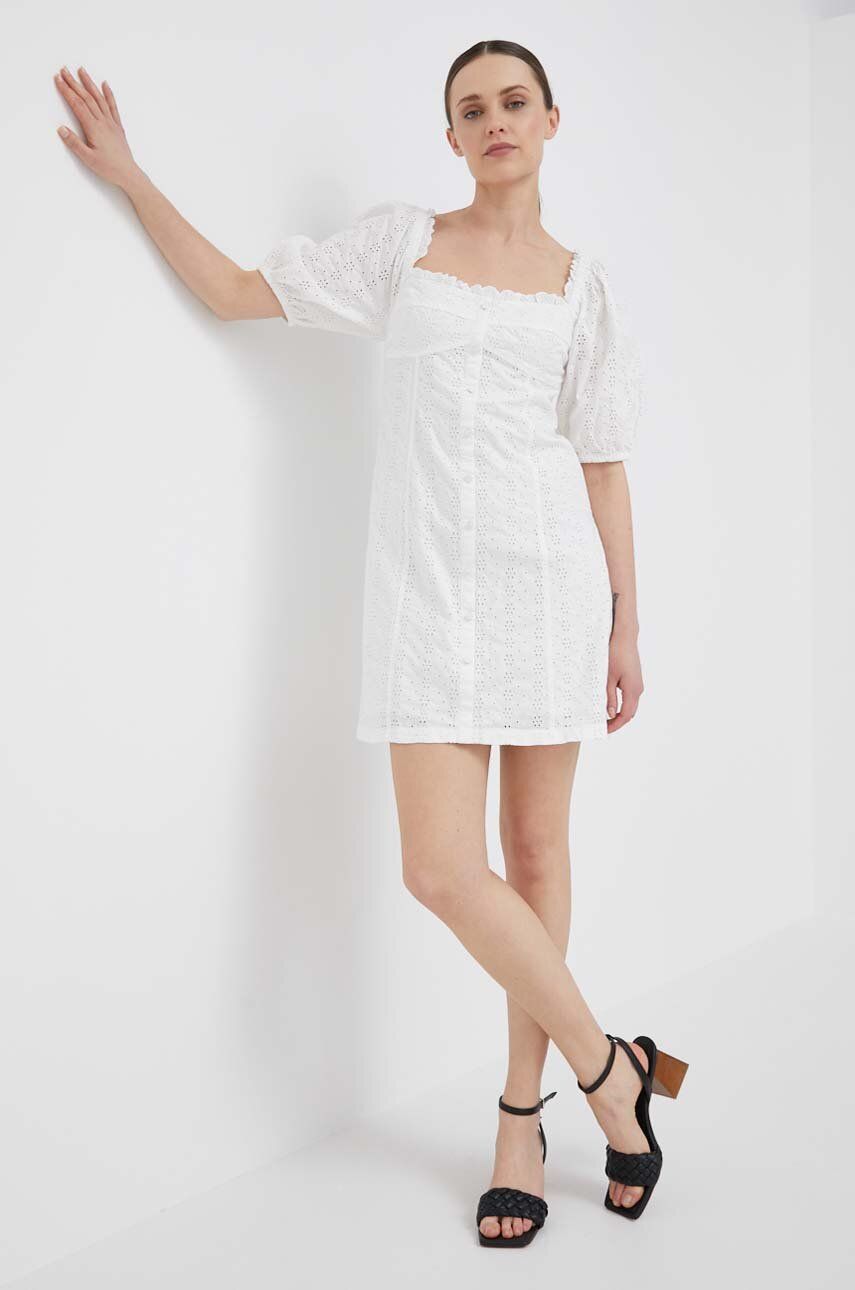 Bavlněné šaty GAP bílá barva, mini - bílá -  100 % Bavlna
