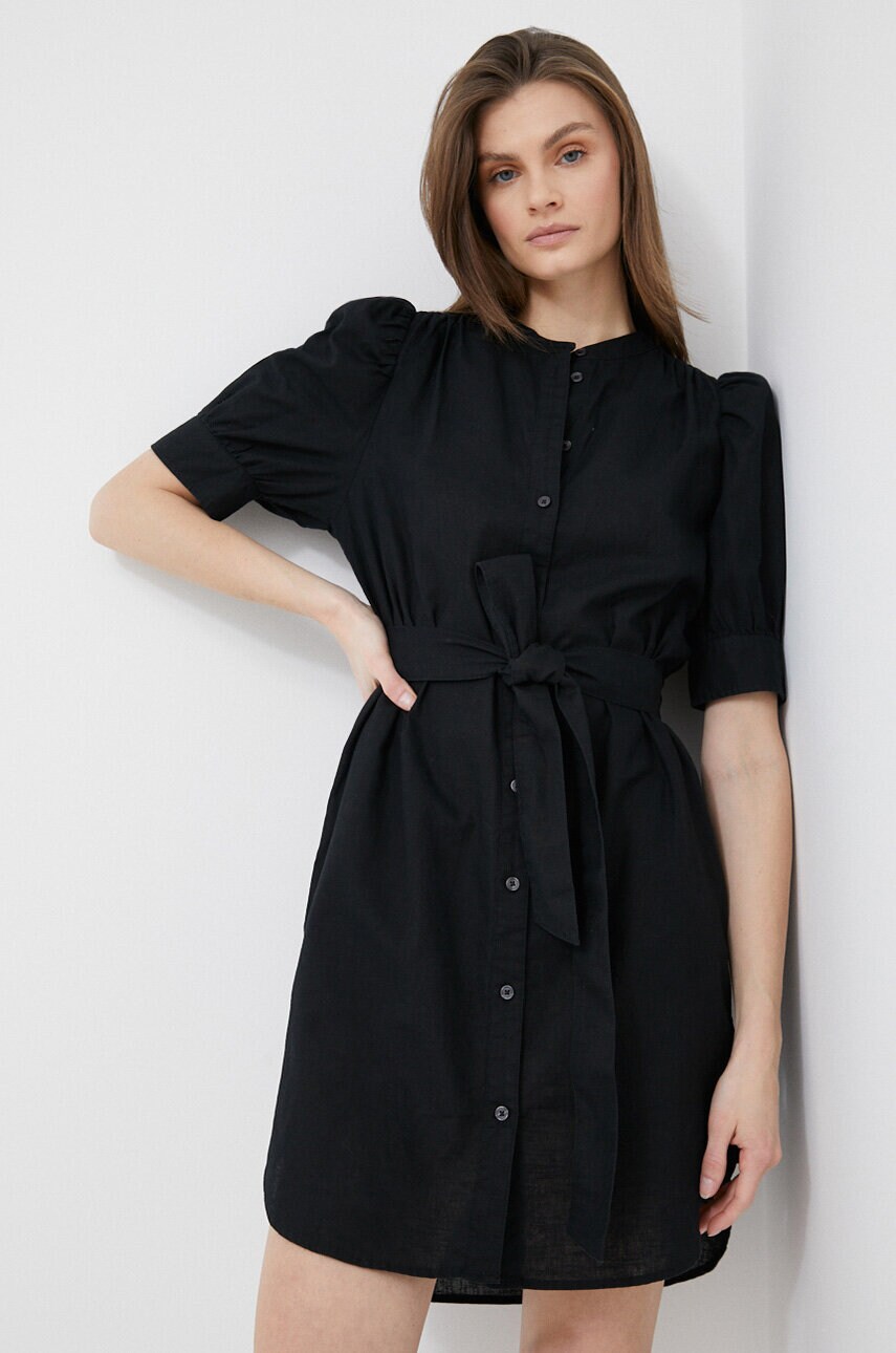 Gap rochie din in culoarea negru, mini, drept