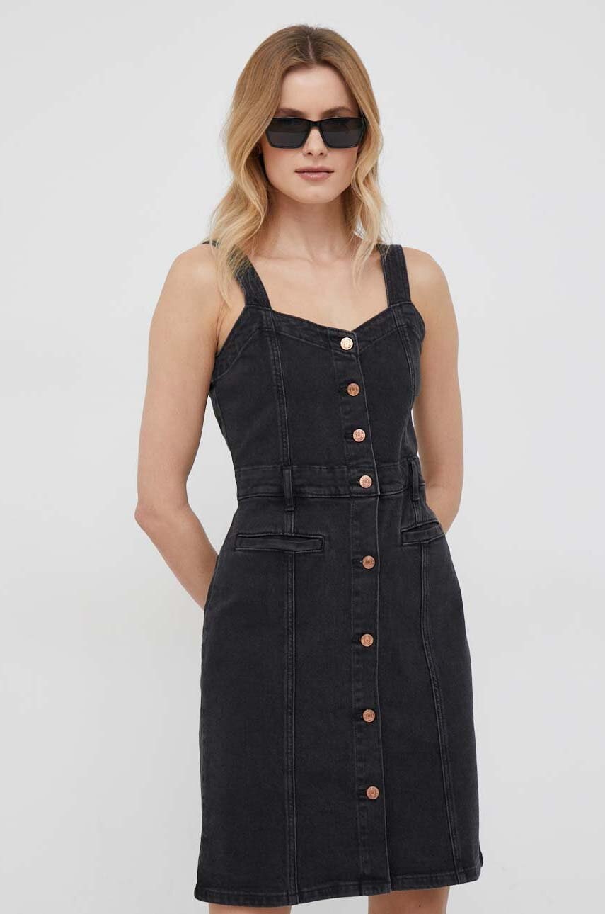 Gap Rochie Jeans Culoarea Negru, Mini, Mulata