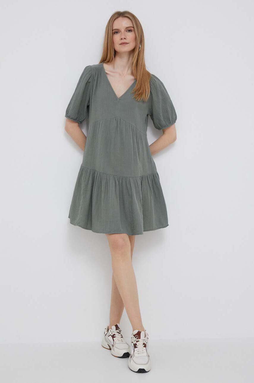 Gap Rochie Din Bumbac Culoarea Verde, Mini, Evazati