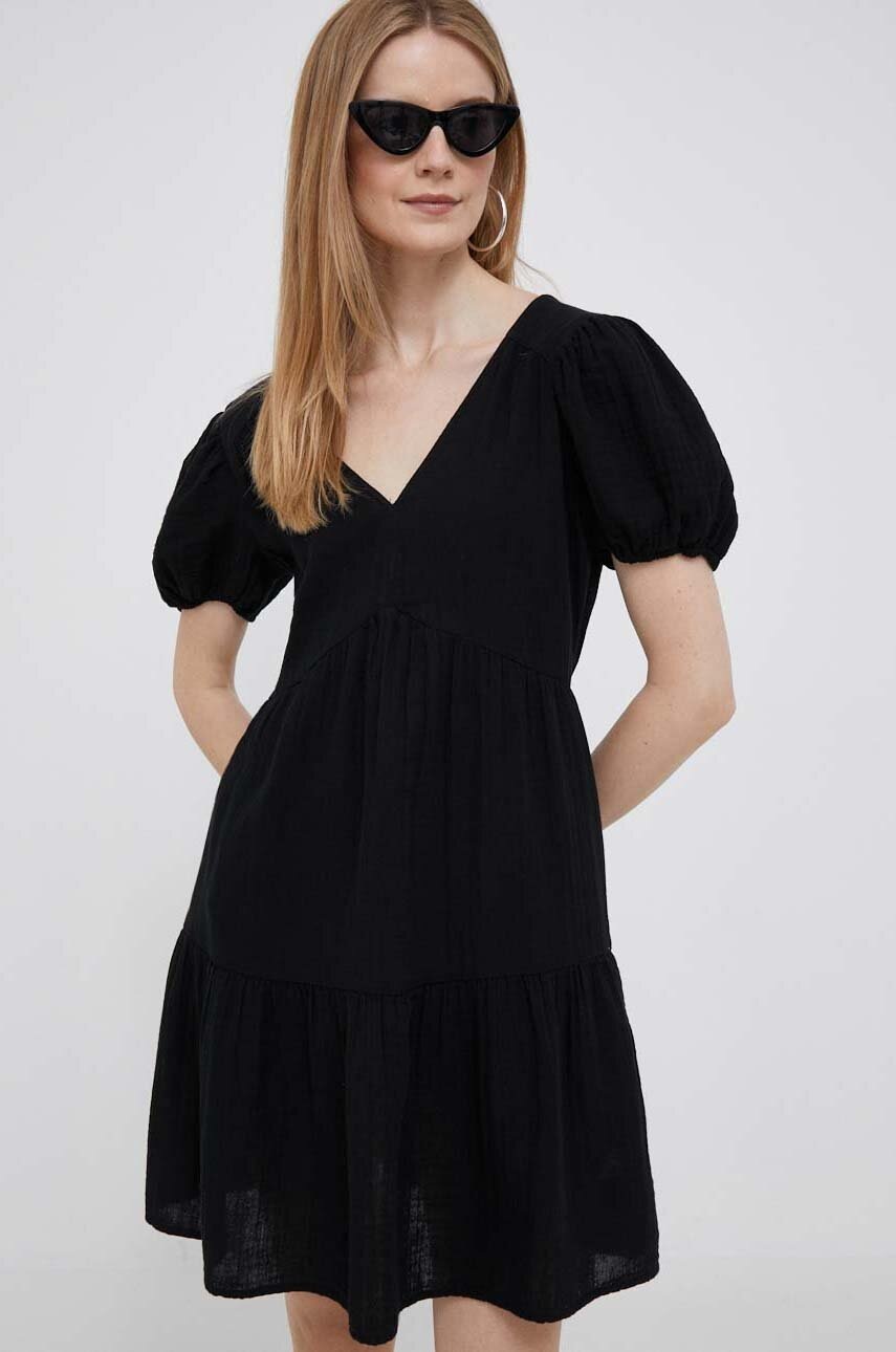 Gap Rochie Din Bumbac Culoarea Negru, Mini, Evazati