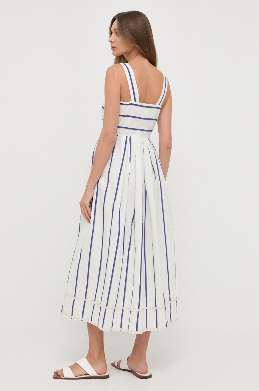 Сукня з домішкою шовку Weekend Max Mara колір бежевий midi розкльошена