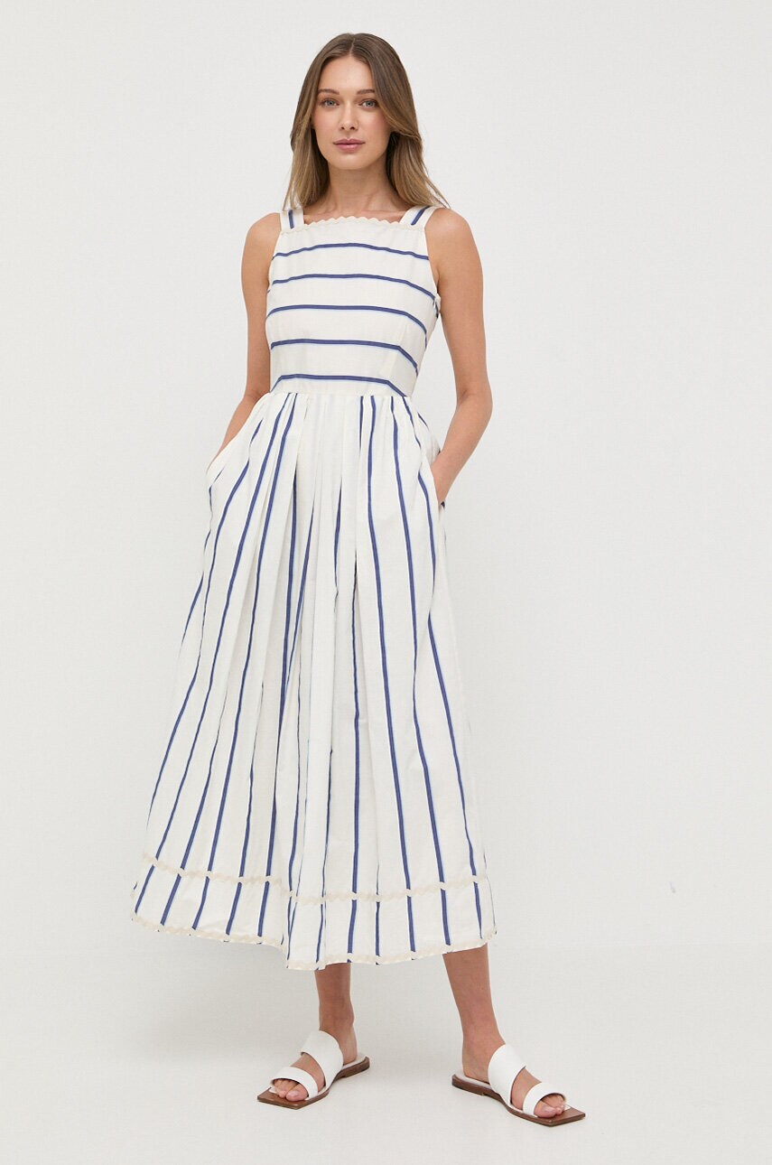 Сукня з домішкою шовку Weekend Max Mara колір бежевий midi розкльошена