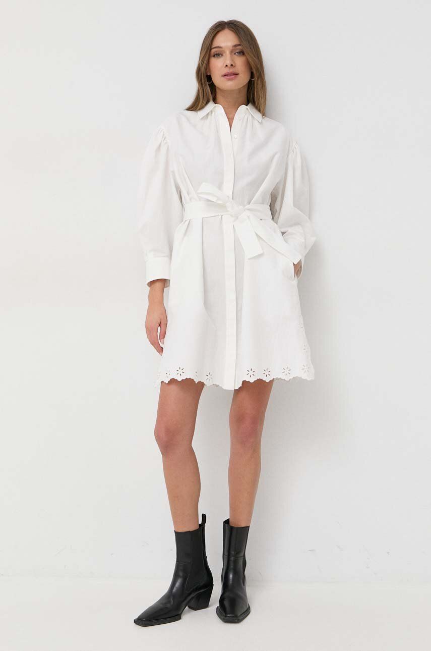 Weekend Max Mara rochie din amestec de in culoarea alb, mini, drept