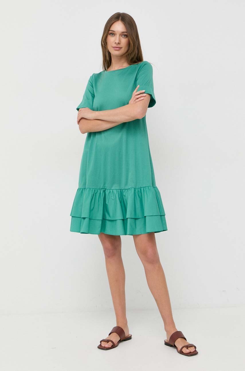 

Бавовняна сукня Weekend Max Mara колір зелений mini пряма