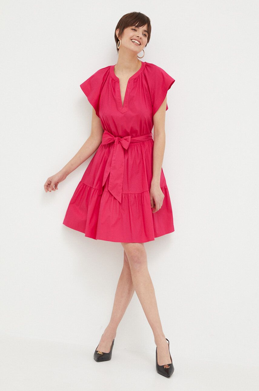 Levně Šaty Lauren Ralph Lauren růžová barva, mini