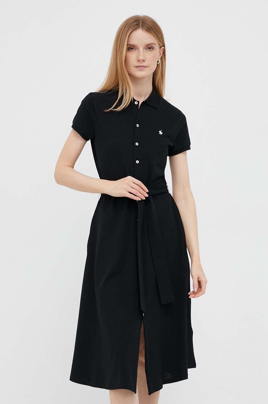 

Сукня Polo Ralph Lauren колір чорний midi розкльошена