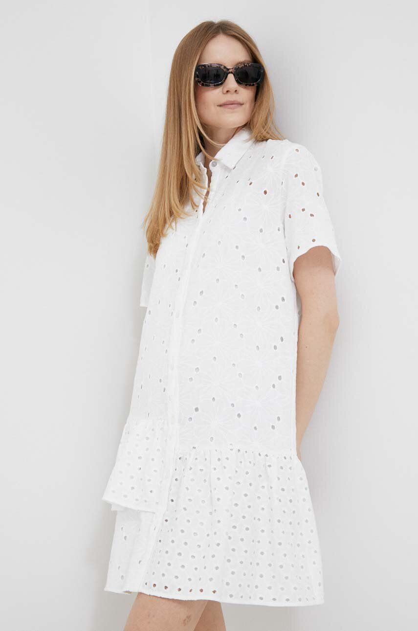 E-shop Bavlněné šaty PS Paul Smith bílá barva, mini