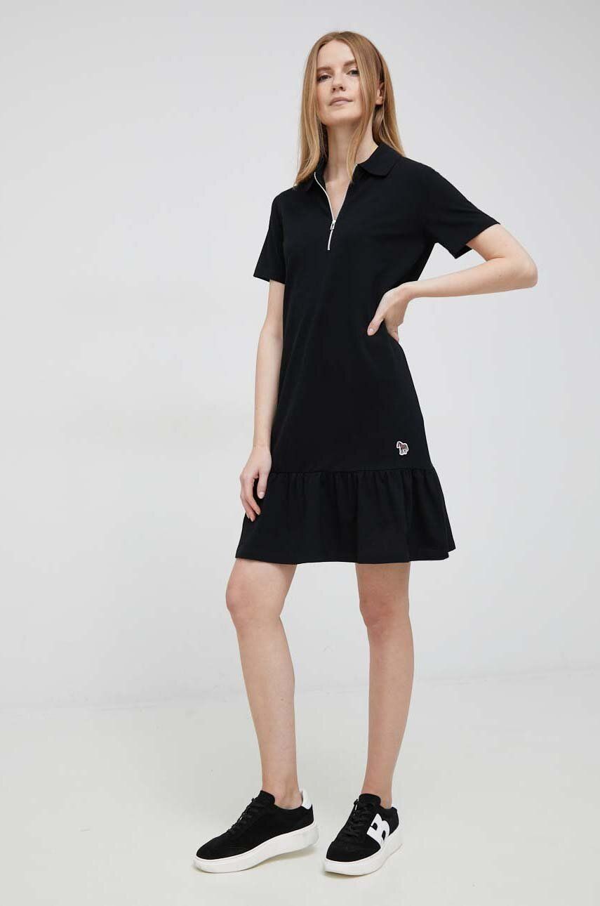 Levně Bavlněné šaty PS Paul Smith černá barva, mini