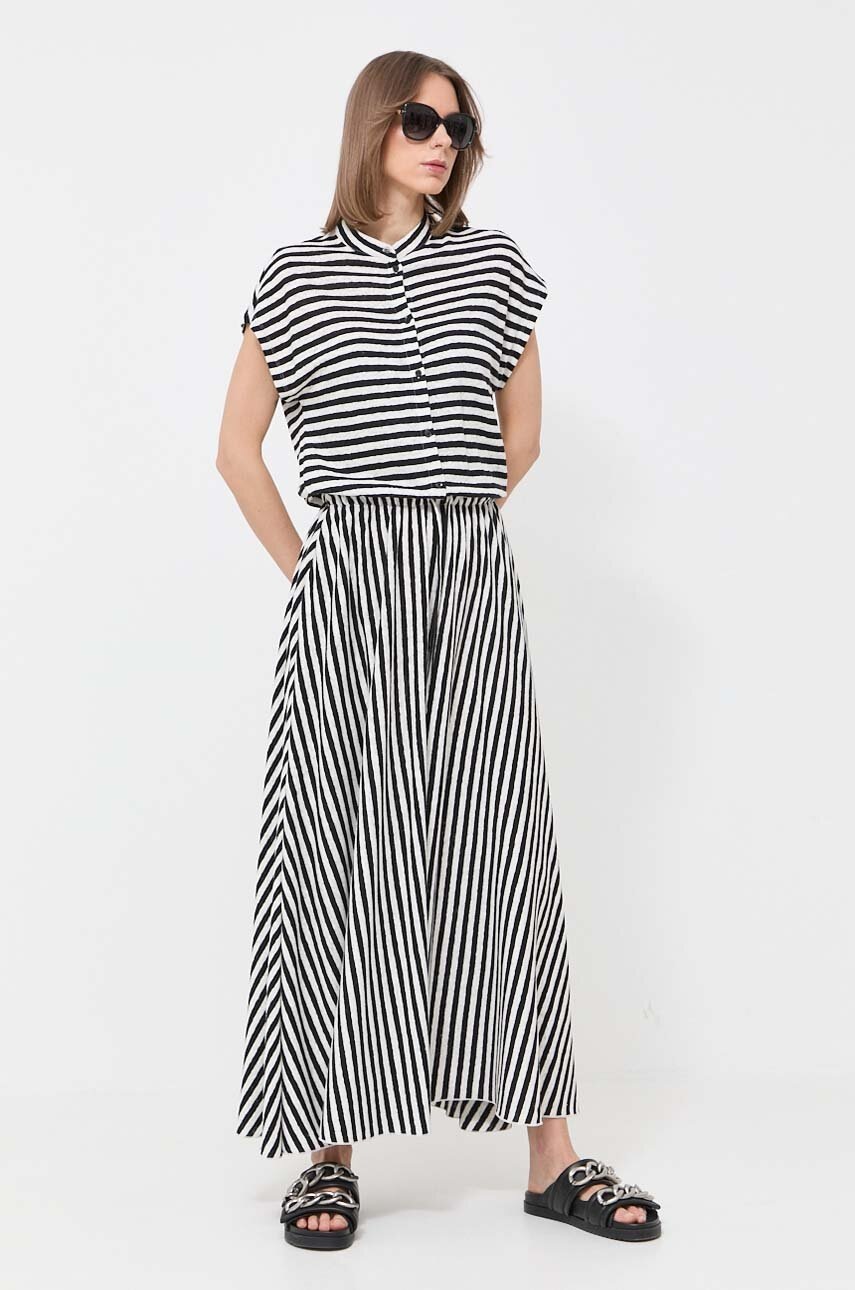 

Льняна сукня MAX&Co. колір чорний maxi розкльошена