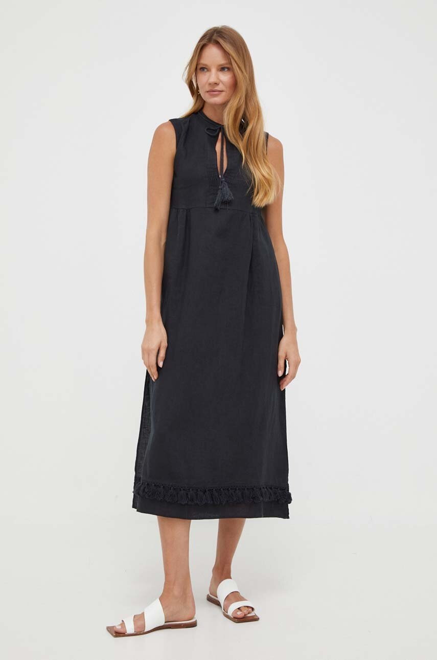

Льняна сукня MAX&Co. колір чорний midi oversize