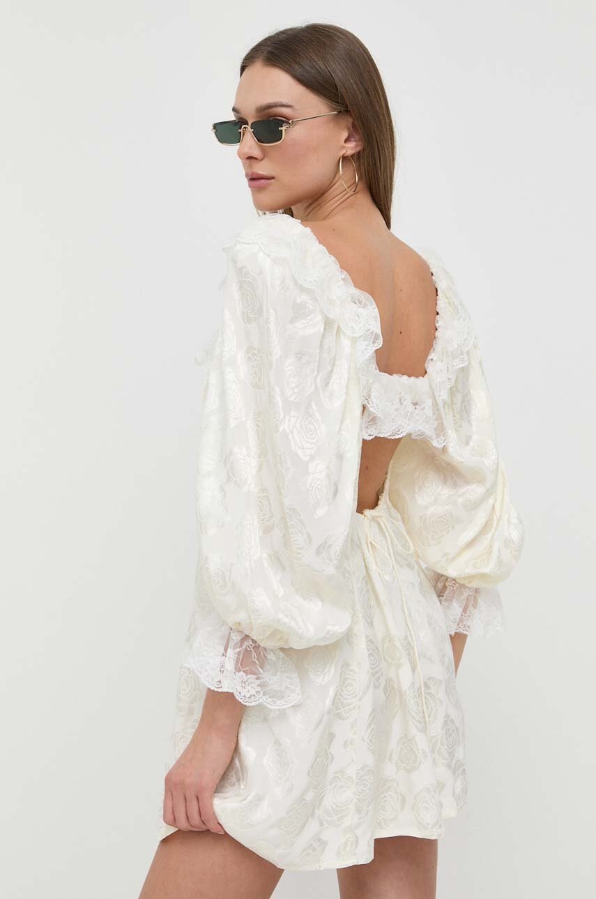 

Рокля For Love & Lemons Wylye в бежово къс модел разкроен модел, Бежов