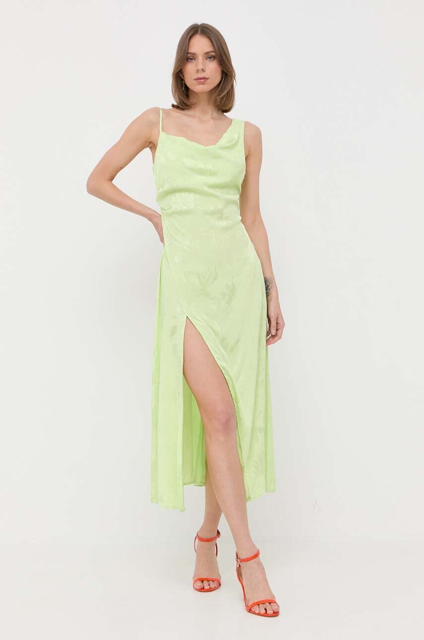 For Love & Lemons Rochie Ilana Culoarea Verde, Midi, Mulata