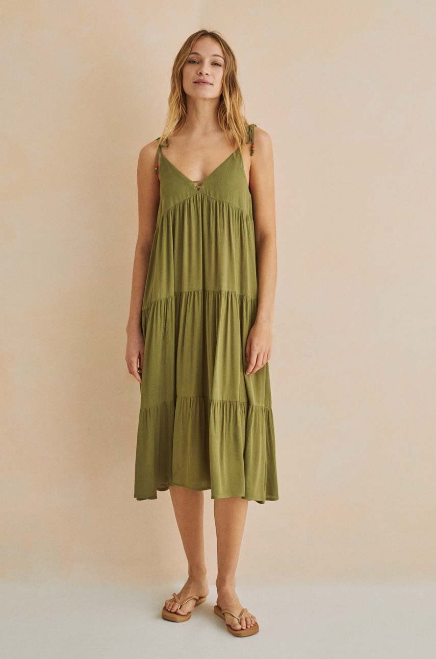 women\'secret rochie JAMAICA culoarea verde, midi, oversize, 5545114