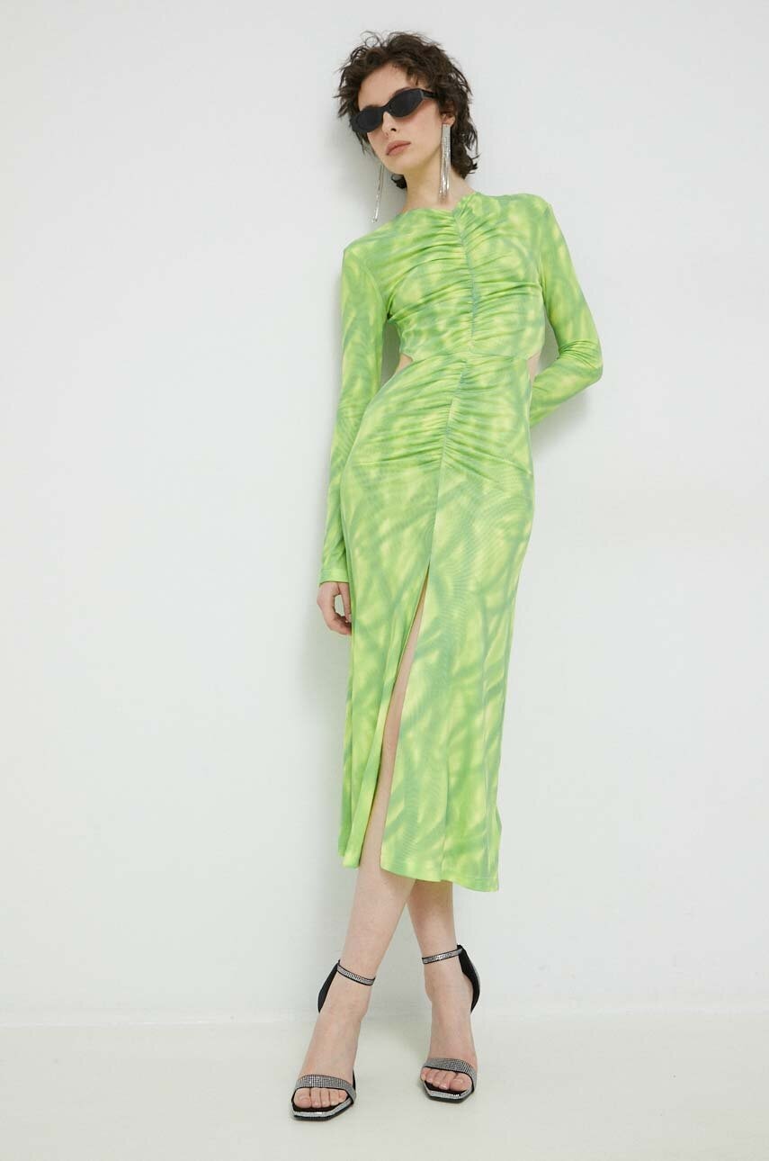 Rotate Rochie Culoarea Verde, Maxi, Mulata