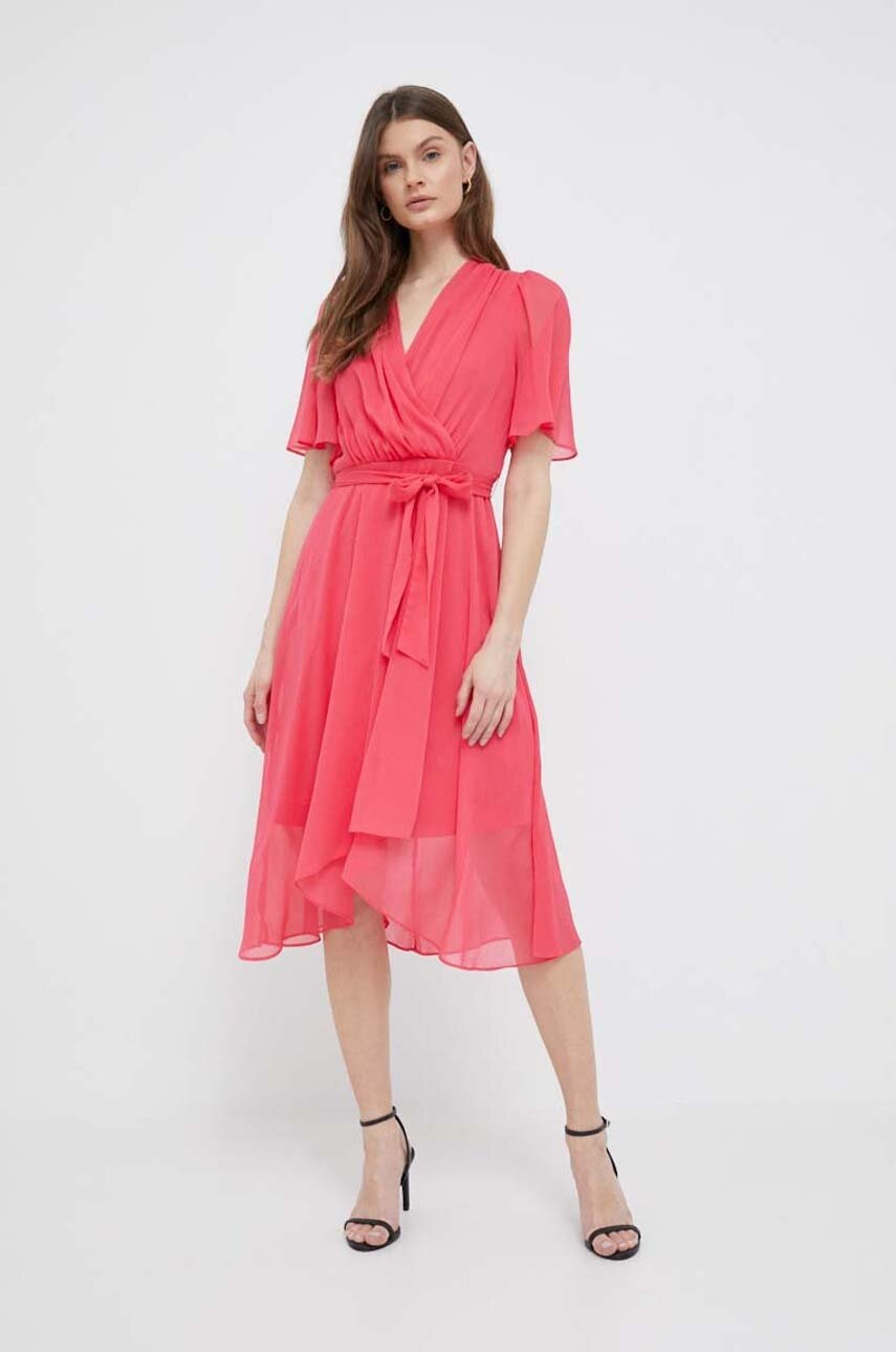 

Платье Dkny цвет розовый mini расклешённая