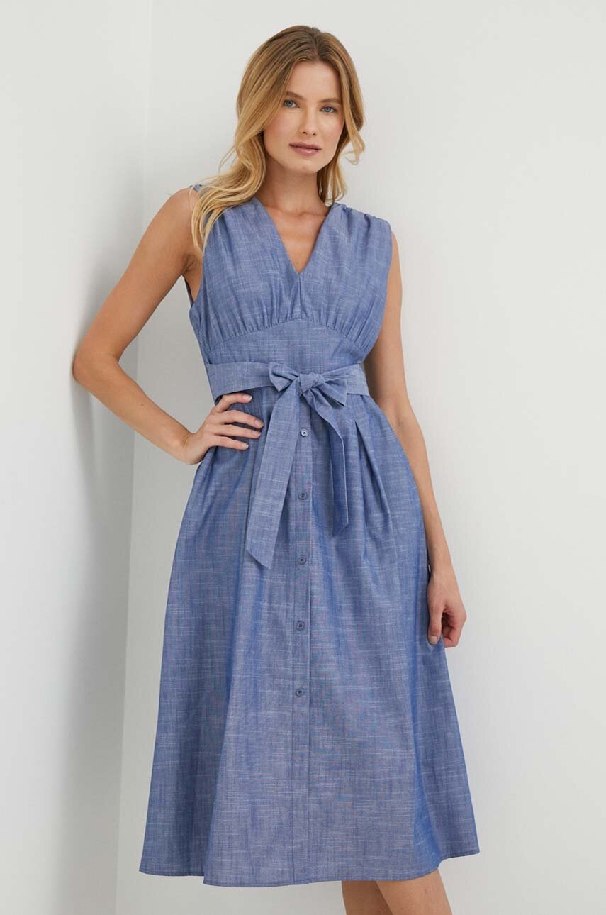 

Бавовняна сукня Dkny midi розкльошена