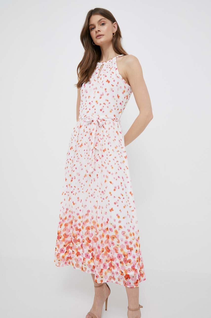 

Платье Dkny цвет белый maxi расклешённая