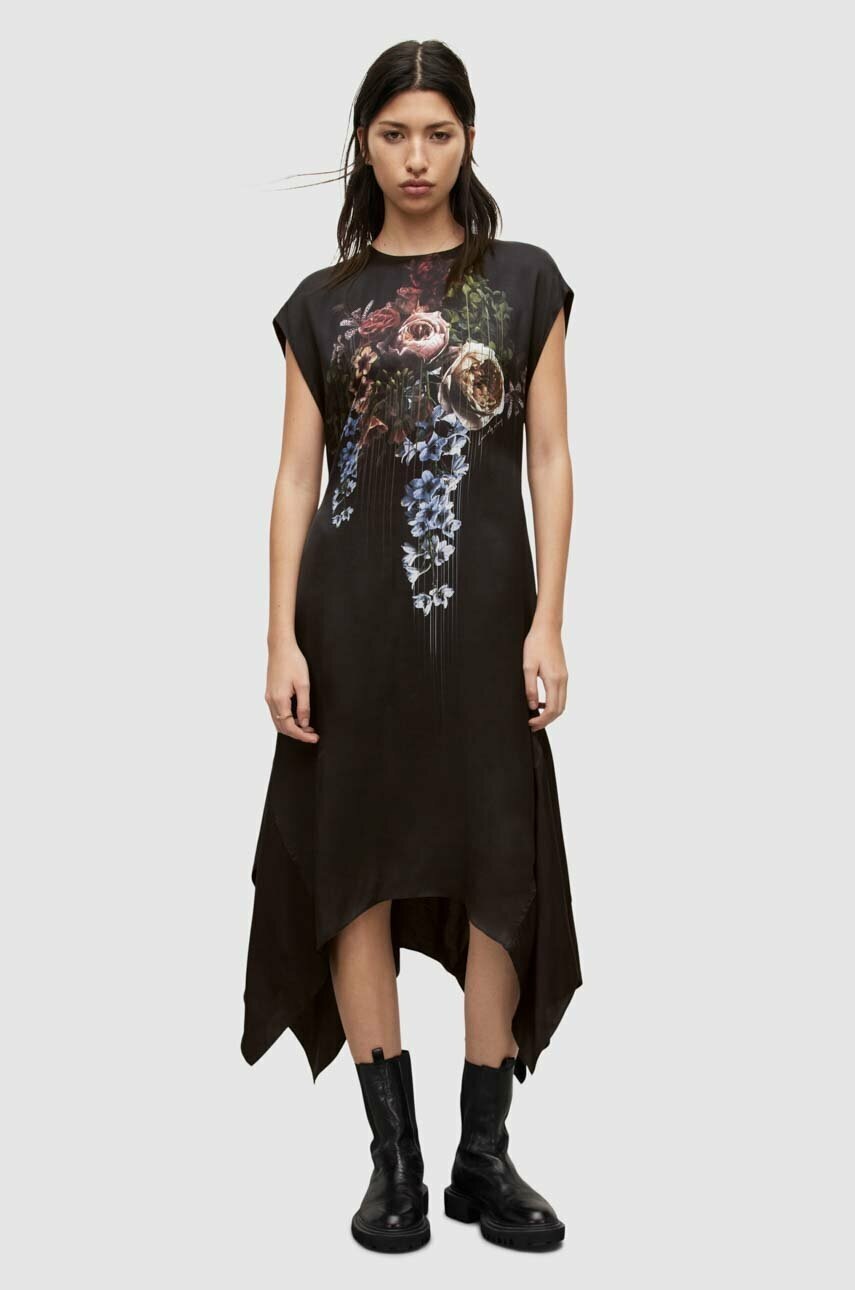 

Сукня AllSaints колір чорний maxi oversize