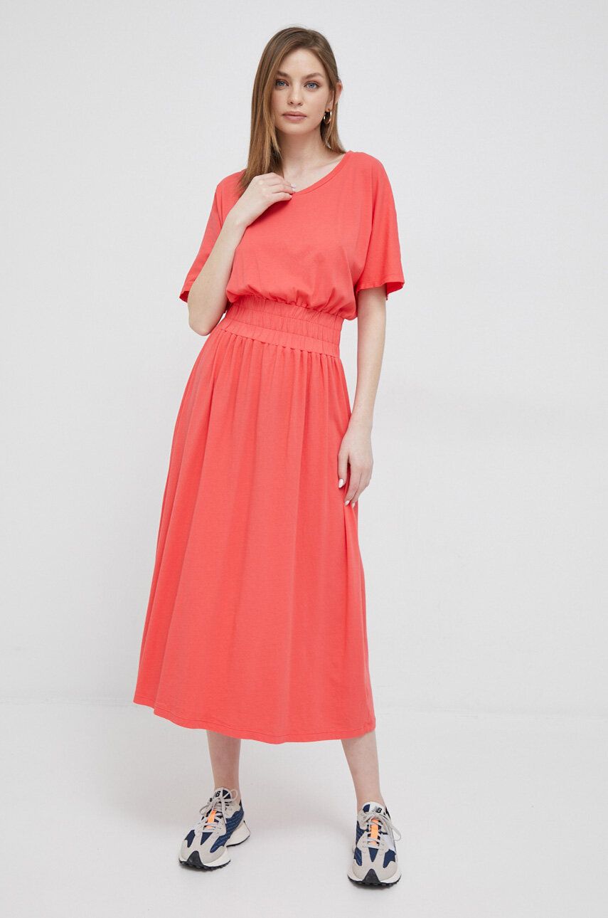 E-shop Bavlněné šaty Deha oranžová barva, midi