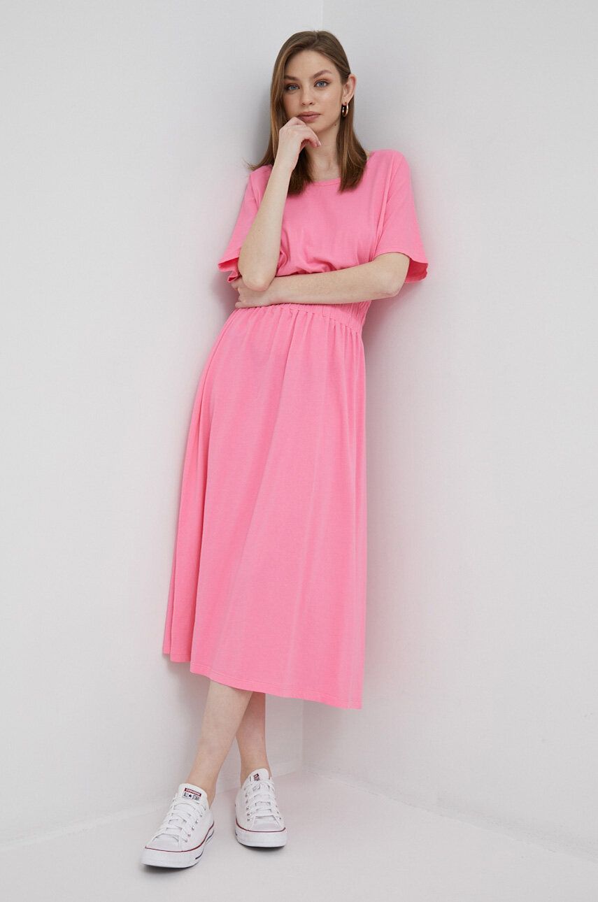 E-shop Bavlněné šaty Deha fialová barva, midi