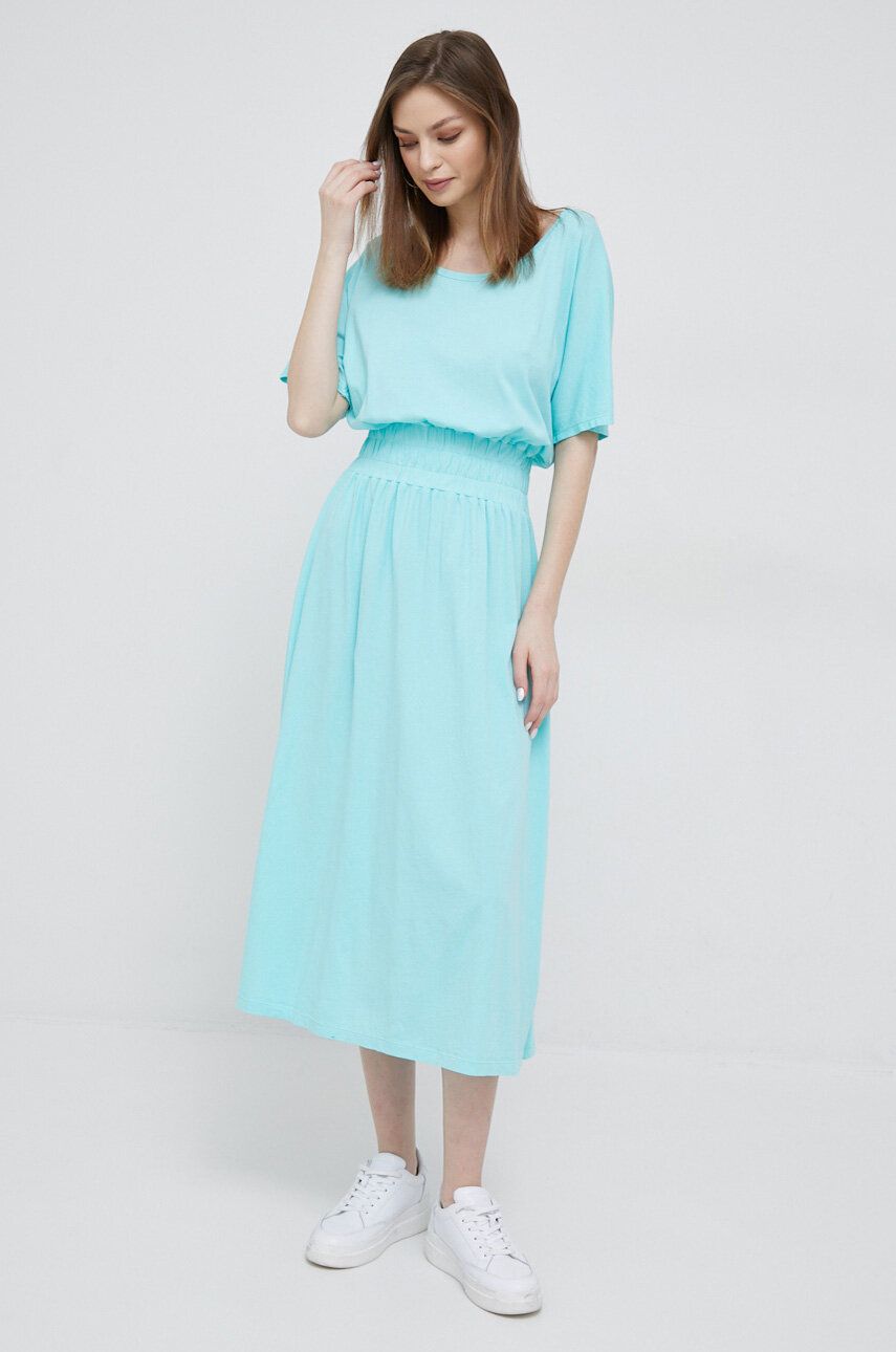 Bavlněné šaty Deha midi - modrá -  100 % Bavlna