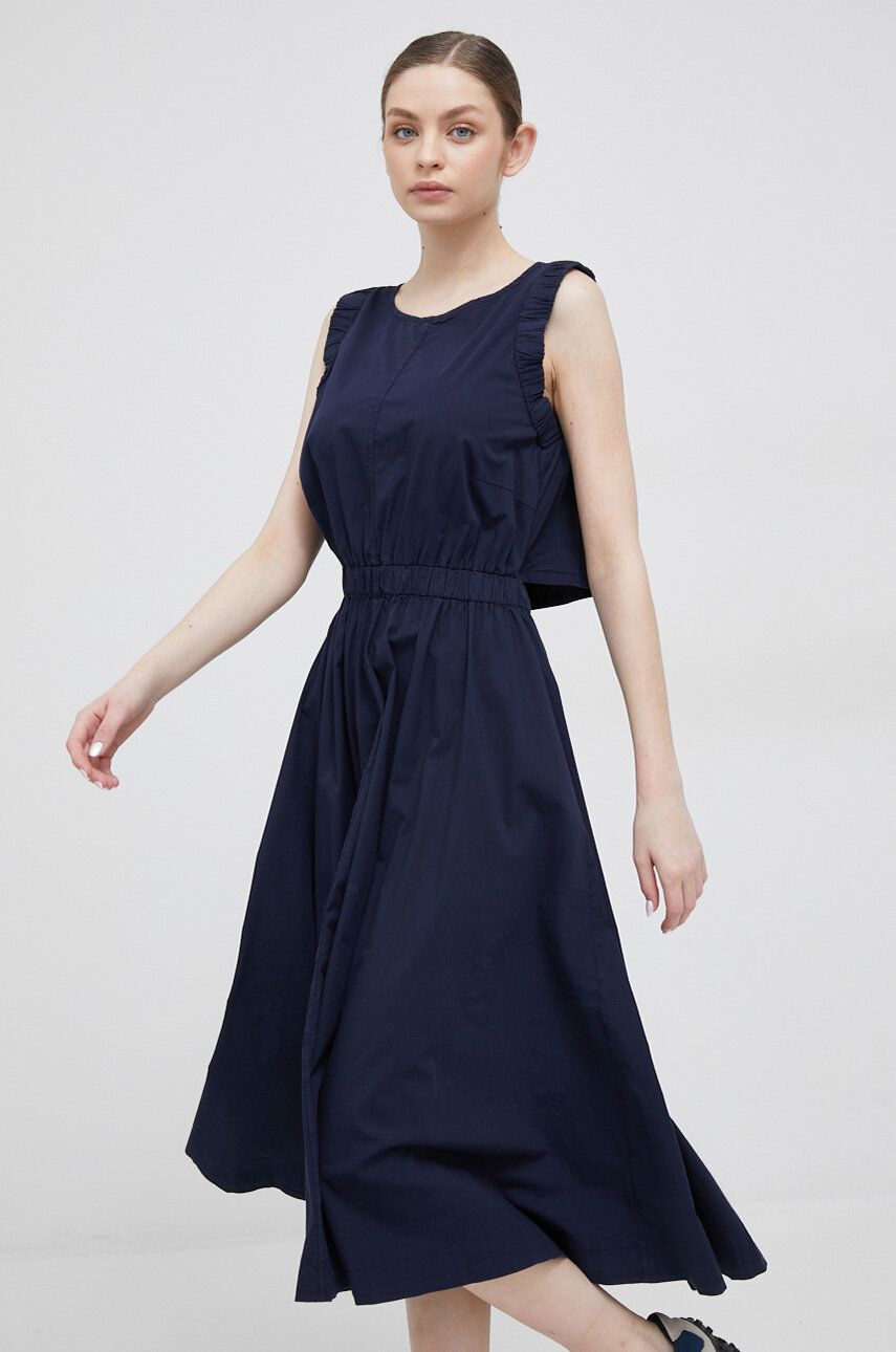 Šaty Deha tmavomodrá barva, midi - námořnická modř -  97 % Bavlna