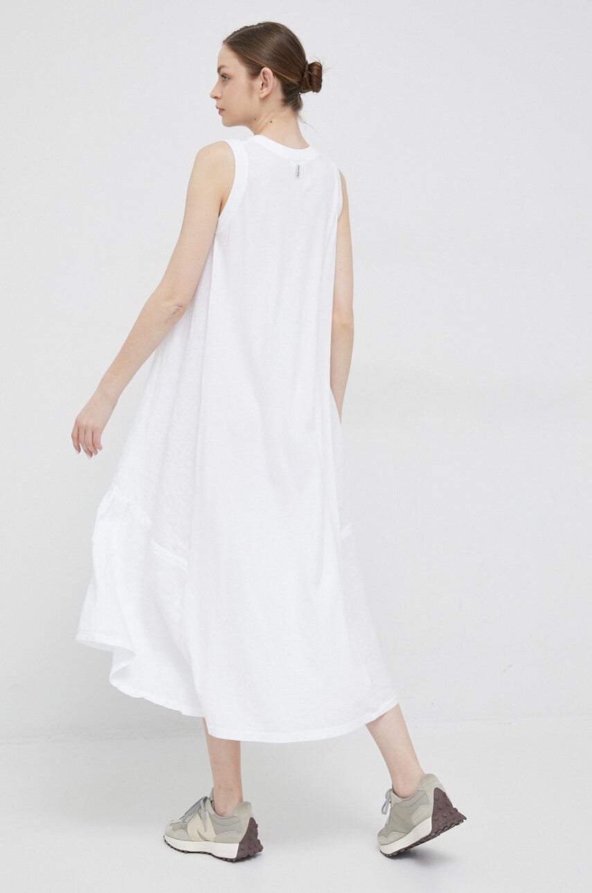 Šaty Deha bílá barva, maxi - bílá -  Materiál č. 1: 100 % Bavlna Materiál č. 2: 100 % Len