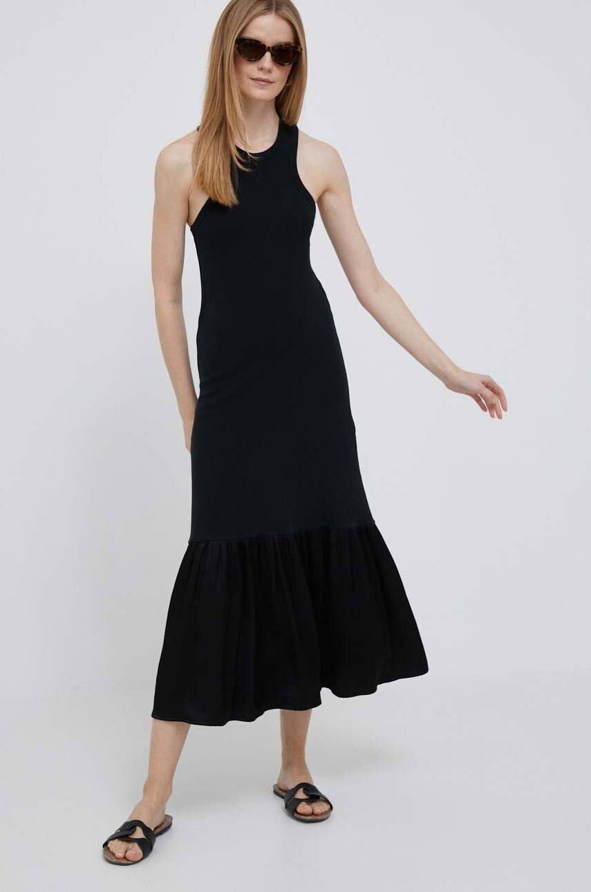 Deha Rochie Culoarea Negru, Maxi, Evazati