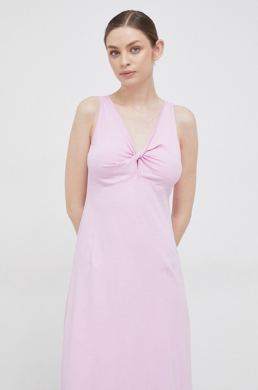 Bavlněné šaty Deha růžová barva, midi - růžová -  100 % Bavlna