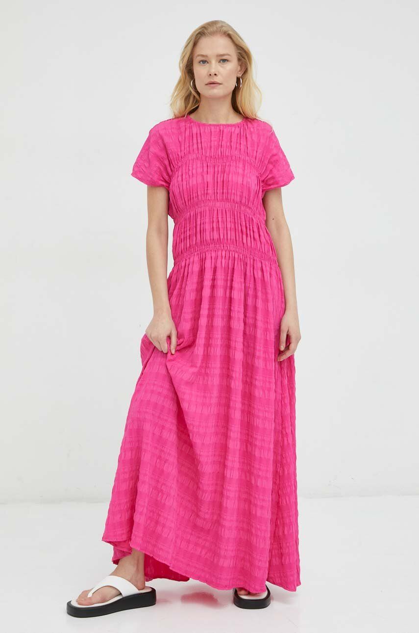 Šaty Lovechild Akia růžová barva, maxi - růžová -  55 % Recyklovaný polyester