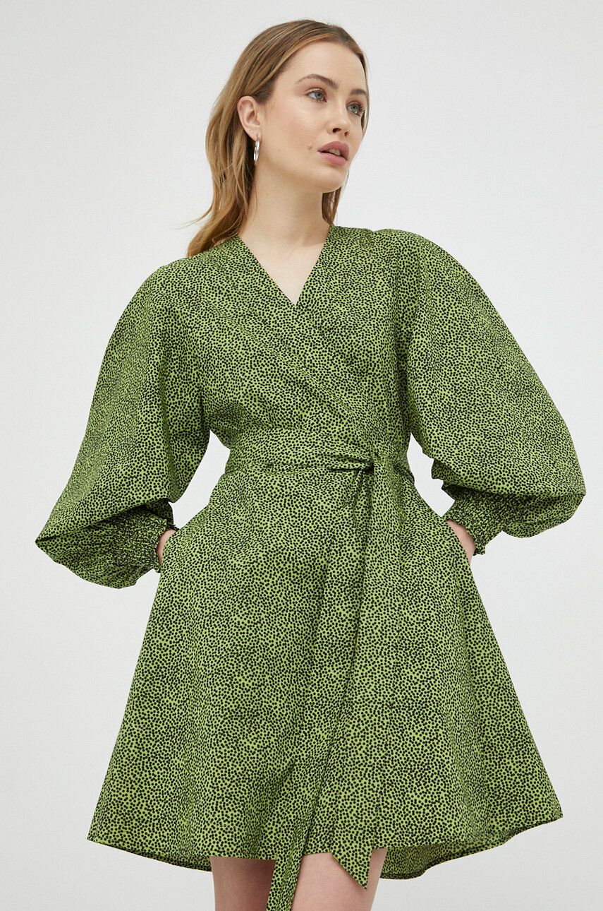 Gestuz rochie din bumbac Calliope culoarea verde, mini, evazati
