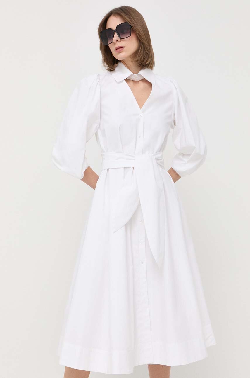 

Бавовняна сукня Karl Lagerfeld колір білий midi розкльошена