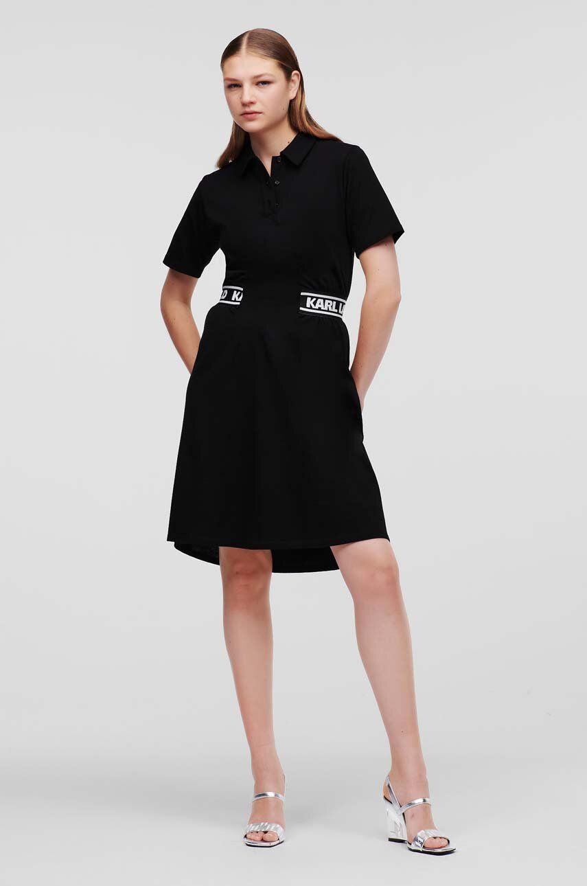 Karl Lagerfeld rochie din bumbac culoarea negru, mini, drept