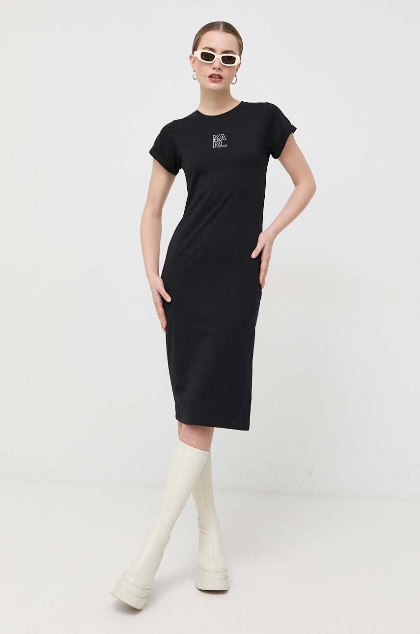 

Бавовняна сукня Karl Lagerfeld колір чорний mini облягаюча