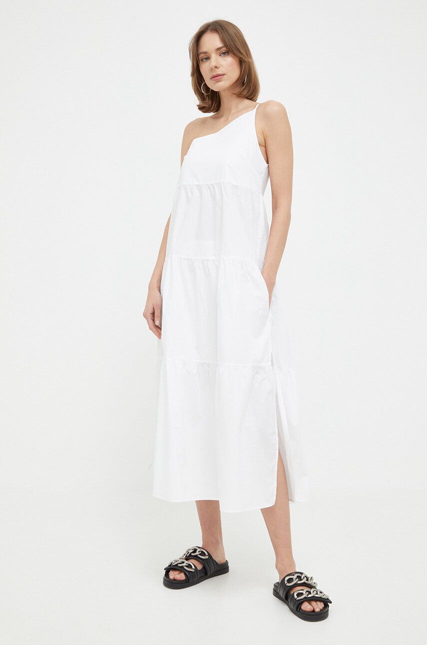 E-shop Bavlněné šaty Patrizia Pepe bílá barva, midi