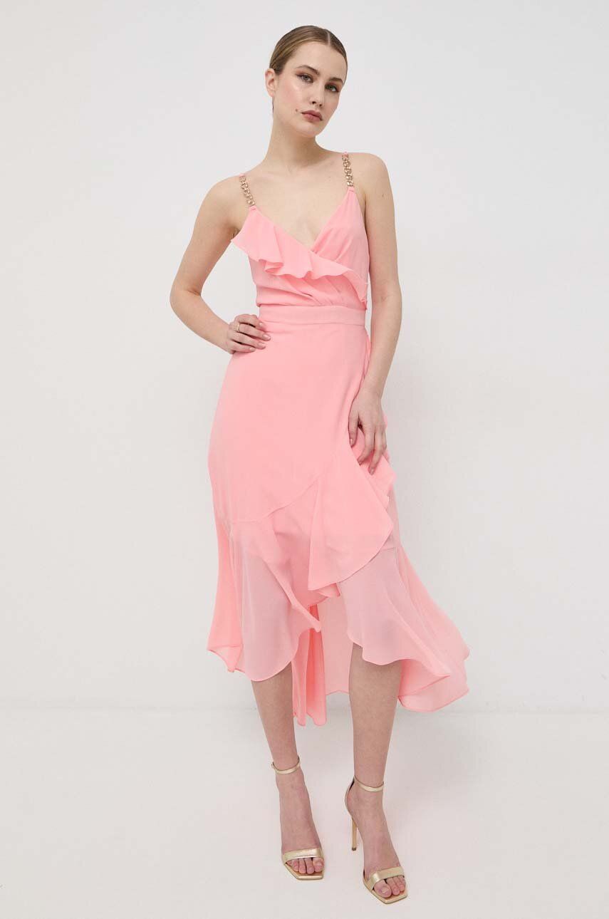 Šaty Morgan růžová barva, maxi - růžová -  100 % Polyester