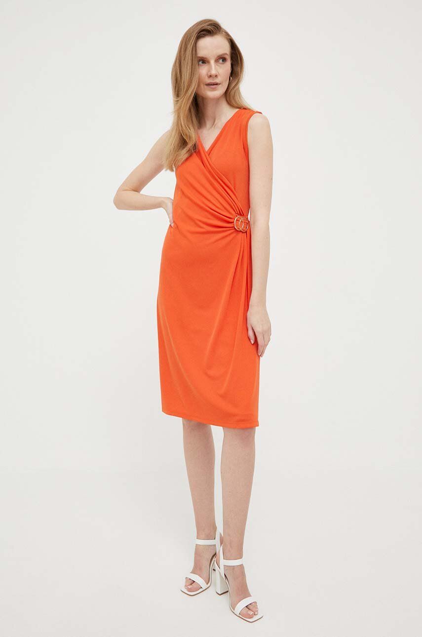 Šaty Artigli oranžová barva, mini - oranžová -  95 % Polyester
