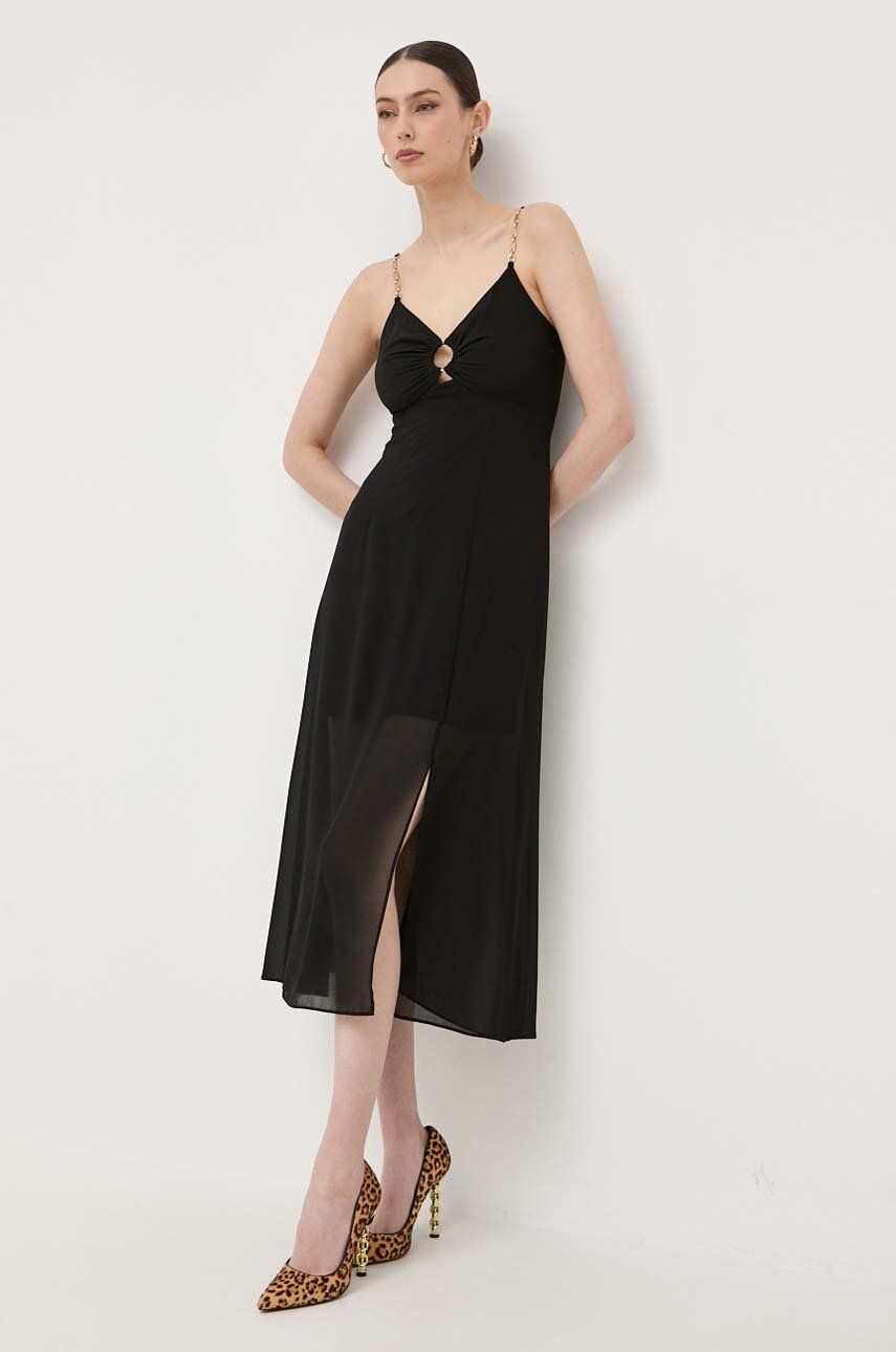 Šaty Morgan černá barva, midi - černá -  100 % Polyester