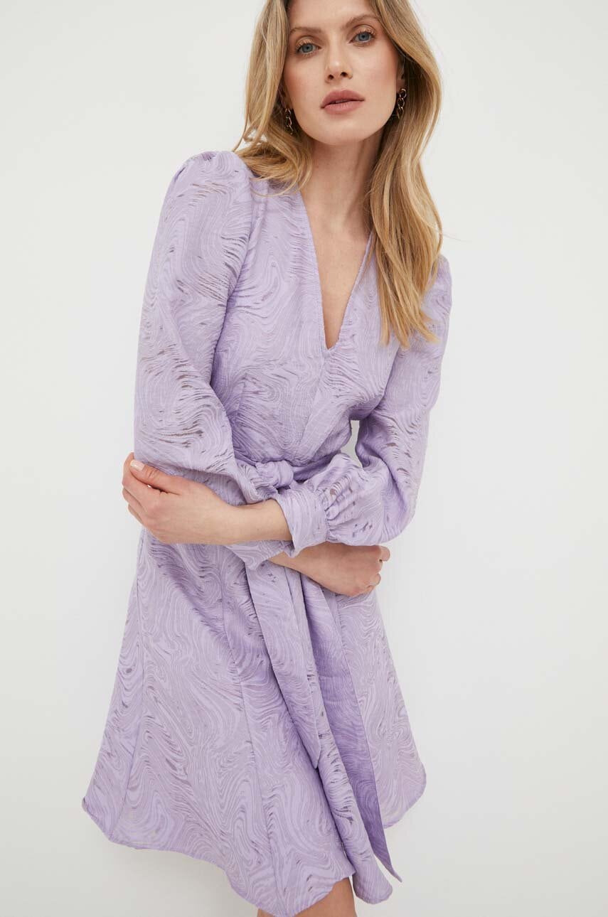 Ivy Oak rochie culoarea violet, mini, evazată