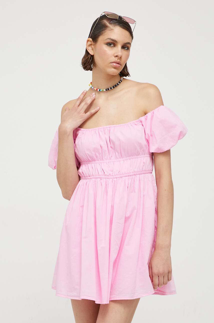 Hollister Co. sukienka bawełniana kolor fioletowy mini rozkloszowana