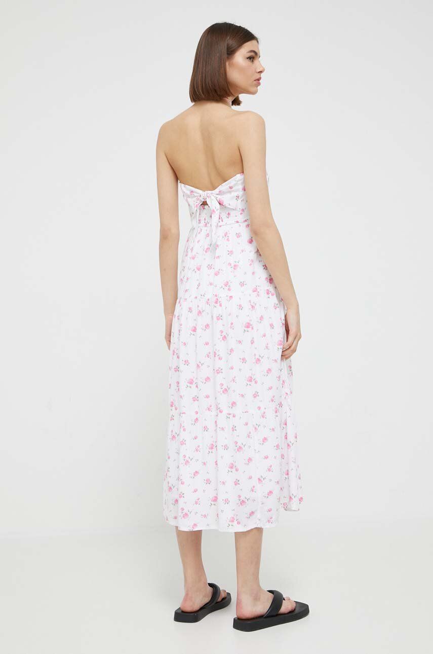 Šaty Hollister Co. růžová barva, midi - růžová -  Hlavní materiál: 100 % Viskóza Podšívka: