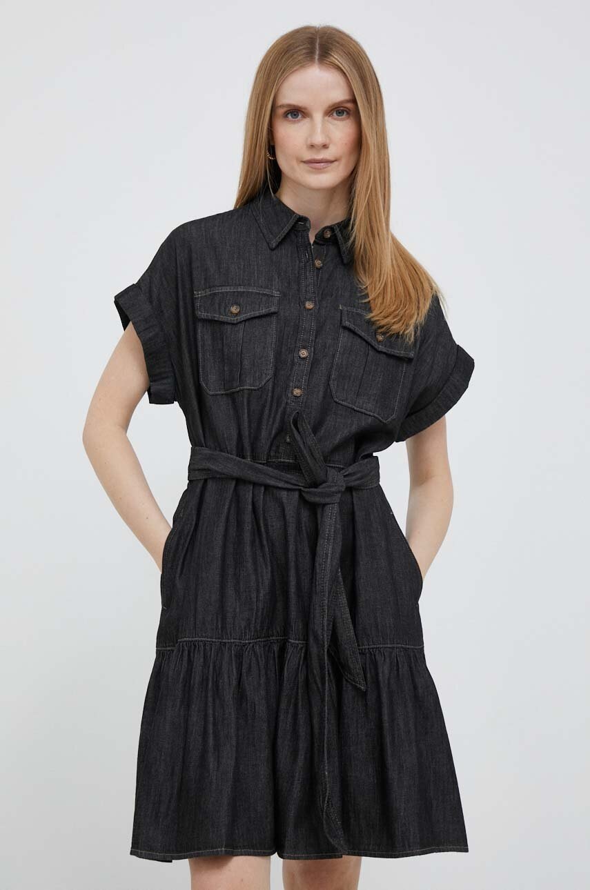 

Бавовняна сукня Lauren Ralph Lauren колір чорний mini розкльошена