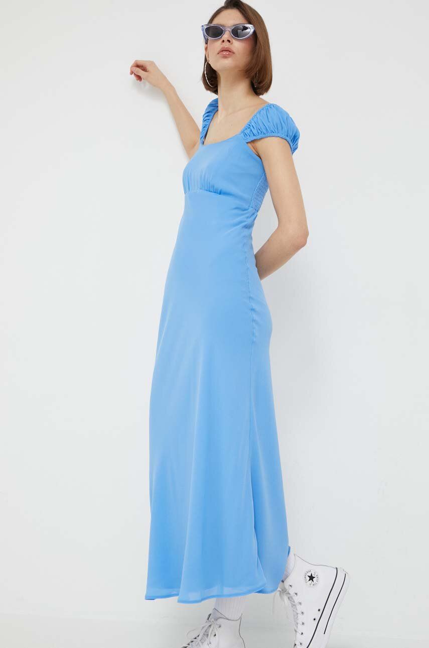 Abercrombie & Fitch sukienka kolor niebieski maxi rozkloszowana