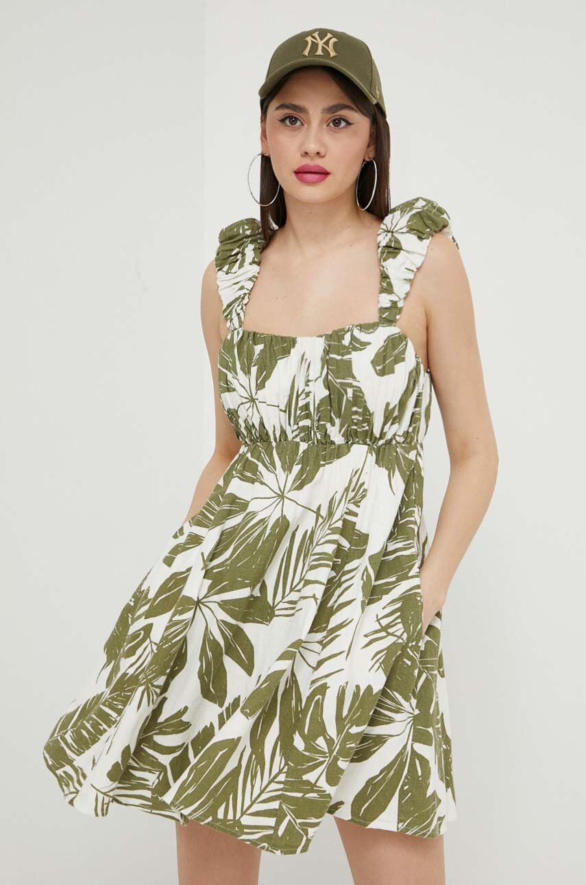 Abercrombie & Fitch Rochie Din In Culoarea Verde, Mini, Evazati